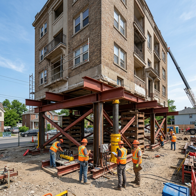Precision building lifting operation